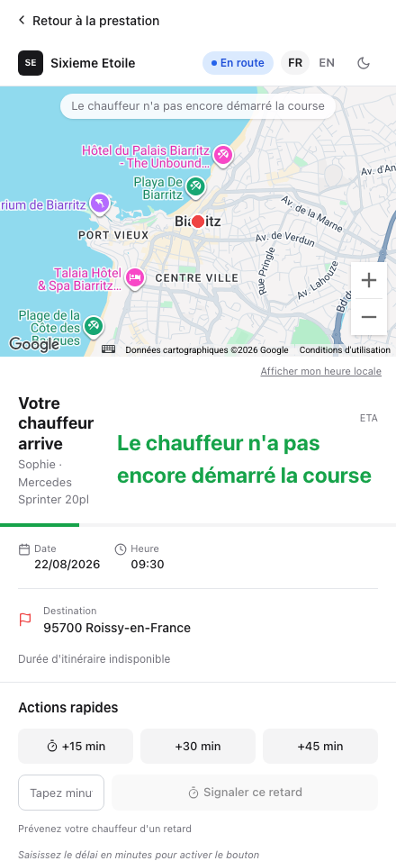 Actions de suivi client avec carte chargée et contrôles de retard