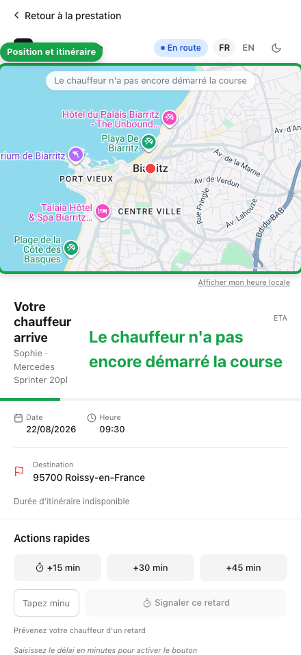 Carte de suivi client en direct sur iPhone 16 Pro Max